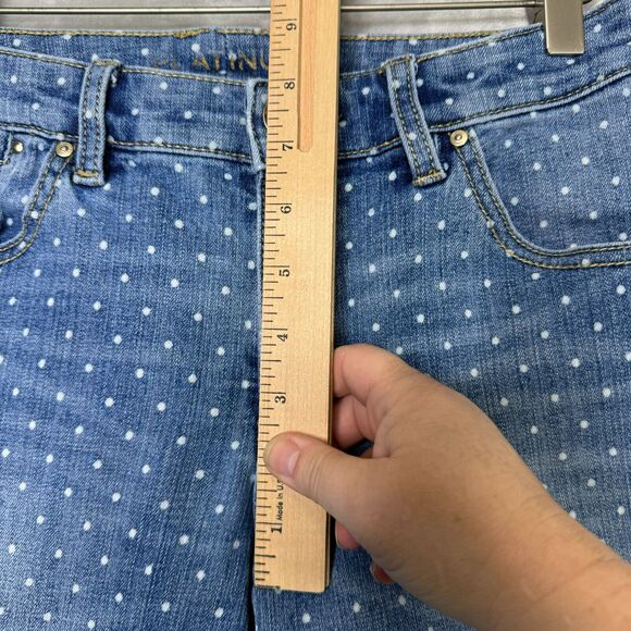 Chicos Plantium Jeans Womens XS Medium Blue White Polka Dot Skimmer Stretch - Picture 9 of 11